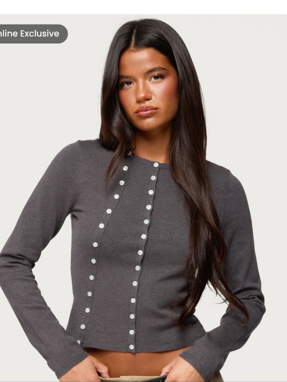 Edikted Gray Brown Sweater Top Size Small